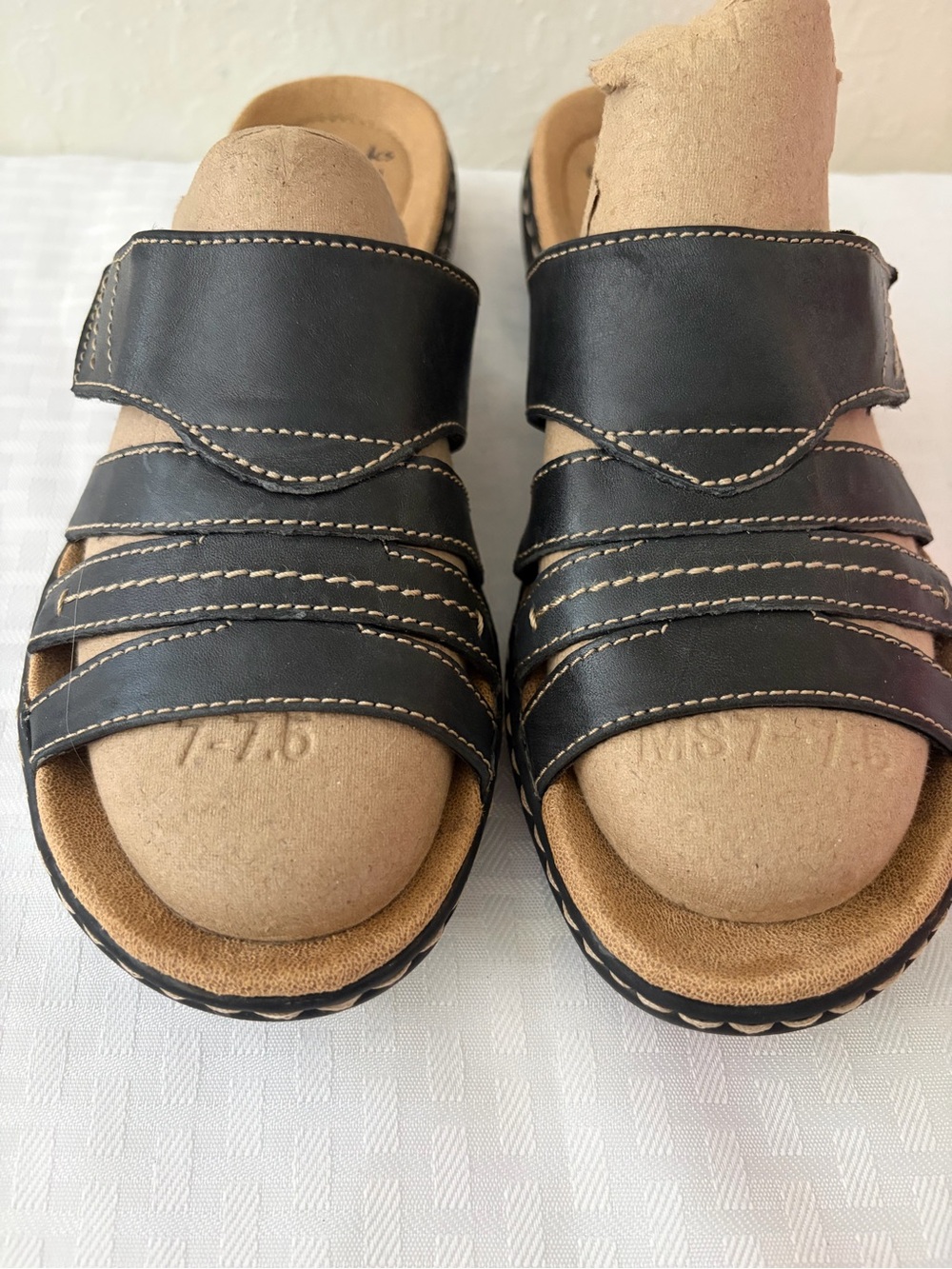 Clarks Black Multi-Strap Slide Sandals